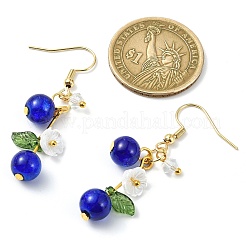 304 Stainless Steel Glass Blueberry Dangle Earrings&nbsp;EJEW-JE06251-02