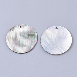 ブラックリップシェルペンダント  フラットラウンド  ゲインボロ  30x1~2mm  穴：1.6mm&nbsp;SSHEL-S251-36E