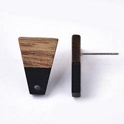 Resin & Walnut Wood Stud Earring Findings&nbsp;MAK-N032-001A-B01