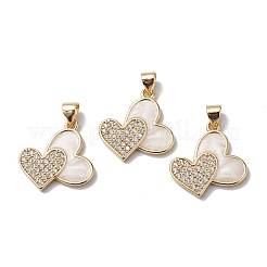 Brass Micro Pave Cubic Zirconia Pendants&nbsp;KK-E003-10G