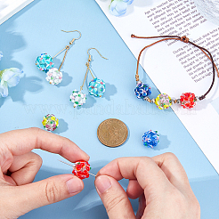 10個5色手作りランプワークビーズ  花とロンデル  バンピー  ミックスカラー  14~15x12~13mm  穴：1.5~1.8mm  2個/カラー&nbsp;LAMP-FI0001-01