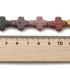 天然溶岩岩ビーズ連売り  クロス  染め  ミックスカラー  18x13x6mm  穴：1.5mm  約23個/連  16.14''（41センチメートル）&nbsp;G-L498-E01-01A