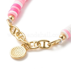Handmade Disc Polymer Clay Braided Bead Bracelet&nbsp;BJEW-JB07407-01