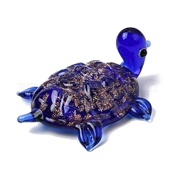 手作りのランプワーク冷蔵庫マグネット  カメ  金の砂  ミックスカラー  42x34.5x17mm&nbsp;LAMP-E038-02