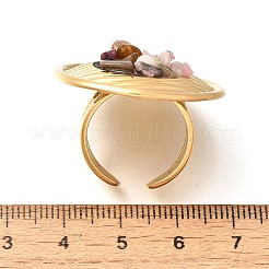 Natural Rose Quartz & Tiger Eye & Quartz Crystal & Amethyst Chip Finger Rings for Women&nbsp;RJEW-R012-06G-01
