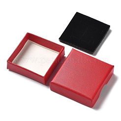 厚紙のジュエリーセットボックス  内部のスポンジ  正方形  レッド  5.05~5.1x5.1x1.67cm&nbsp;CBOX-C016-02A-01