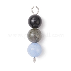 Dyed Natural Malaysia Jade & Black Onyx(Dyed & Heated) & Amethyst & Labradorite & Rose Quartz Round Beaded Connector Charms&nbsp;PALLOY-JF04052-01