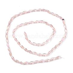 透明ガラスビーズ  双円錐形  ABカラーメッキ  多面カット  ミスティローズ  8x4mm  穴：0.8mm  約70個/連  20.47インチ（52cm）&nbsp;GLAA-P001-02A-07