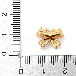 真鍮パヴェクリアキュービックジルコニアスライドチャーム  ゴールドカラー  蝶  10x13x7mm  穴：1.3mm&nbsp;KK-Z072-13G-02