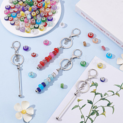 Polymer Clay Rhinestone European Rondelle Beadable Keychain&nbsp;KEYC-PH01611