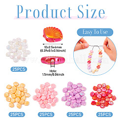125個 5色 ABSプラスチックビーズ  模造シェル  ミックスカラー  10x2.5x4mm  穴：1.5mm  25個/カラー&nbsp;KY-TA0001-33
