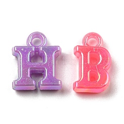 アクリルペンダント  ABカラーメッキ  文字L  ミックスカラー  14~14.5x5~14x4mm  穴：2mm  約2083個/500g&nbsp;OACR-K001-03