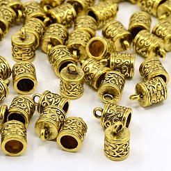 チベット風コードエンドパーツ  コラム  鉛フリー及びカドミウムフリー  アンティーク黄金  13x8.5x8.5mm  穴：2mm&nbsp;TIBEP-LF10887YKG-AG-LF