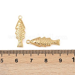 海をテーマにした真鍮ペンダント  長持ちメッキ  ニッケルフリー  18KGP本金メッキ  魚  23x7x3mm  穴：1.5mm&nbsp;X1-KK-F902-07J-G
