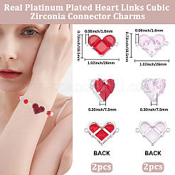 4Pcs 2 Colors Brass Pave Cubic Zirconia Connector Charms&nbsp;KK-BBC0018-42P