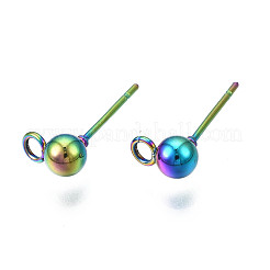 Rack Plating Rainbow Color 304 Stainless Steel Stud Earring Findings&nbsp;LS-STAS-S119-112