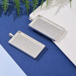 合金カボションセッティングペンダント  プレーンエッジベゼルカップ  カドミウムフリー＆鉛フリー  長方形  銀色のメッキ  59x27x7.5mm&nbsp;PALLOY-2418-S-LF