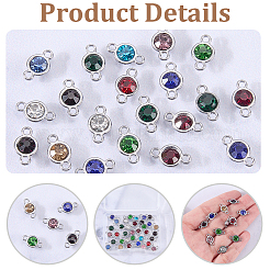 48Pcs 12 Colors Faceted Glass Flat Round Connector Charms&nbsp;FIND-SC0023-35