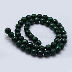 天然石マラカイトビーズ連売り  グレードB  ラウンド  6mm  穴：0.7mm  約63個/連  15.5インチ（39.5cm）&nbsp;G-F571-27B2-6mm