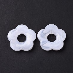 不透明なアクリルビーズ  花  ホワイト  25.5x26x4.5mm  穴：1.6mm  約240個/500g&nbsp;OACR-E014-02