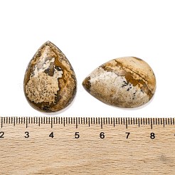 天然石ピクチャージャスパーカボション  ティアドロップ  29.5~30x21~22x6~6.5mm&nbsp;G-B085-03B-10