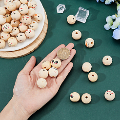 80Pcs 8 Styles Printed Wood European Beads&nbsp;WOOD-DC0001-07