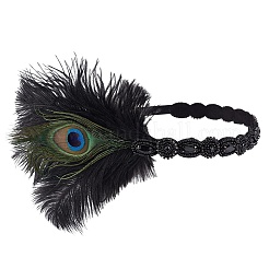 Alloy & Rubber & Rhinestone & Feathers & Seed Glass & Plastic Headbands&nbsp;OHAR-WH20011-15A