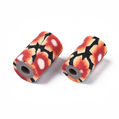 手作り樹脂粘土ビーズ  ジュエリークラフト模様の列  サドルブラウン  11x6~7.5mm  穴：2~3mm&nbsp;CLAY-N008-046-18