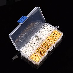 真鍮のテクスチャード加工ビーズと鉄のビーズ  ラウンド  ミックスカラー  4~6mm  穴：1mm  約990個/箱&nbsp;KK-X0082-B