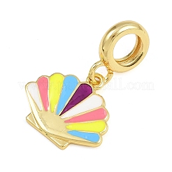 Brass Colorful Enamel Shell Shape European Dangle Charms&nbsp;KK-I352-16G