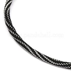 編組炭素鋼ワイヤーブレスレット作り  金メッキ真鍮エンドキャップ付き  ブラック  0.25cm  内径：2-3/8インチ（6.1cm）&nbsp;MAK-A017-B38