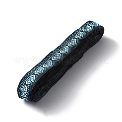 エスニック風ポリエステルリボン  ジャカードリボン  チロリアンリボン  ハート柄  ディープスカイブルー  3/4インチ（20mm）  約7.66ヤード（7m）/ロール&nbsp;OCOR-WH0047-37D