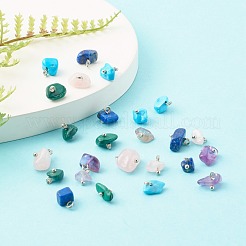 混合天然石ペンダント  プラチナ合金ループ付き  ナゲット  6~10.5x5~11.5x5~7mm  穴：2mm&nbsp;PALLOY-JF00736