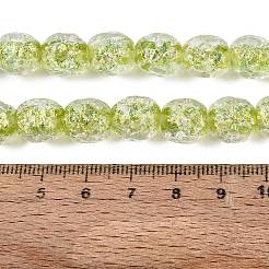 手作りの箔ガラスビーズ連売り  ラウンド  多面カット  緑黄  9.5~10.5mm  穴：0.8~1.4mm  約40個/連  16.14~16.93インチ（41~43cm）&nbsp;FOIL-Q002-05E