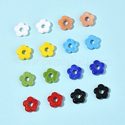16個8色手作りランプワークビーズ  花  ミックスカラー  15~16x16x3.5~4.5mm  穴：4.5~5mm  2個/カラー&nbsp;LAMP-FS0001-27