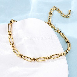 304 Stainless Steel Long Oval Link Chain Anklets&nbsp;AJEW-A057-10G