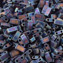MIYUKIハーフティラビーズ  日本製シードビーズ  2の穴  （htl401fr）マットブラックab  5x2.3x1.9mm  穴：0.8mm  約250PCS /ボトル  10 G /ボトル&nbsp;SEED-JP0008-HTL0401FR