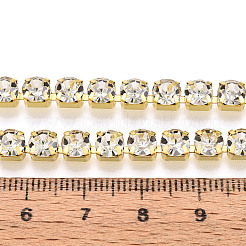 真鍮製ラインストーンストラスチェーン  ラインストーンカップチェーン  スプールで  黄金色メッキ  クリスタル  5mm  約10ヤード/ロール&nbsp;CHC-T001-SS24-01G