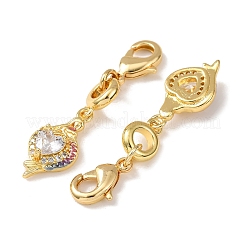 Fish Brass Micro Pave Clear Cubic Zirconia Pendant Decorations&nbsp;KK-T083-01N-G