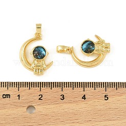真鍮製エナメルペンダント  宇宙飛行士チャーム  ゴールドカラー  21x15.5x4mm  穴：2x5mm&nbsp;KK-I477-02G