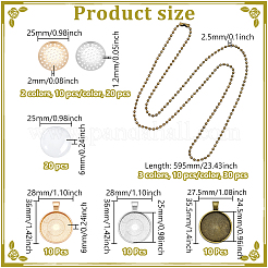 DIY鉄球ネックレス＆合金指輪ブローチ製作キット  ミックスカラー  595mm&nbsp;DIY-GA0008-14