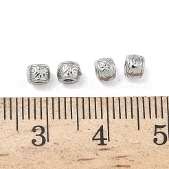 304ステンレススチールビーズ  シンボル付きバレル  ステンレス鋼色  4x3mm  穴：1.4mm&nbsp;STAS-D204-41P