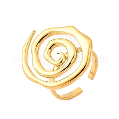 女性用304ステンレススチールカフオープンリング  スパイラル  ゴールドカラー  27x23mm  内径：18mm&nbsp;RJEW-V014-10G
