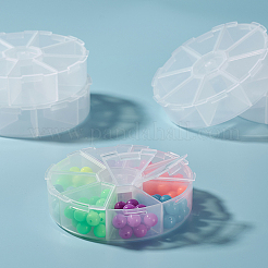 プラスチックビーズ収納ケース  フリップトップビーズ収納  6のコンパートメント  フラットラウンド  ホワイト  8x1.8cm&nbsp;CON-WH0003-02