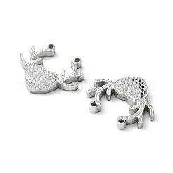 変色しない304ステンレススチール製、手作業で磨いたチャーム  枝角  ステンレス鋼色  12.5x15x2mm  穴：0.9mm&nbsp;STAS-C075-01P