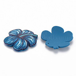 3Dプリントアクリルパーツ  ハイビスカスの花  スチールブルー  36.5x39x6mm  穴：1.6mm&nbsp;KY-S163-362