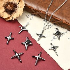 32本8スタイルアロイペンダント  スターのチャーム  ガンメタ色  19~34x12~25x3~6mm  穴：1.2~2mm  4個/スタイル&nbsp;FIND-CJ0006-01