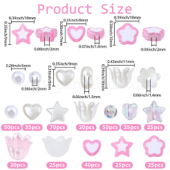 ABSプラスチック模造真珠とアクリルビーズ420個  混合図形  パールピンク  6~10x6~11x3~8.5mm  穴：1.4~2mm&nbsp;DIY-BM0001-80A