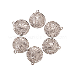 304ステンレスペンダント  聖母マリアとフラットラウンド  アンティークシルバー  21x18x3mm  穴：1.6mm&nbsp;STAS-CJ0003-06