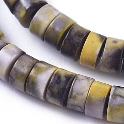 天然石オーシャンホワイトジェイドビーズ連売り  染め  コラム  ゴールド  4.5~5x2~2.5mm  穴：0.6mm  約165個/連  38cm&nbsp;G-I265-01A